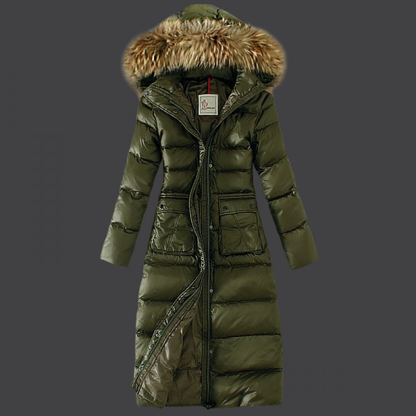 Moncler Donna lungo Giù cappotto Army verde Outlet M1108